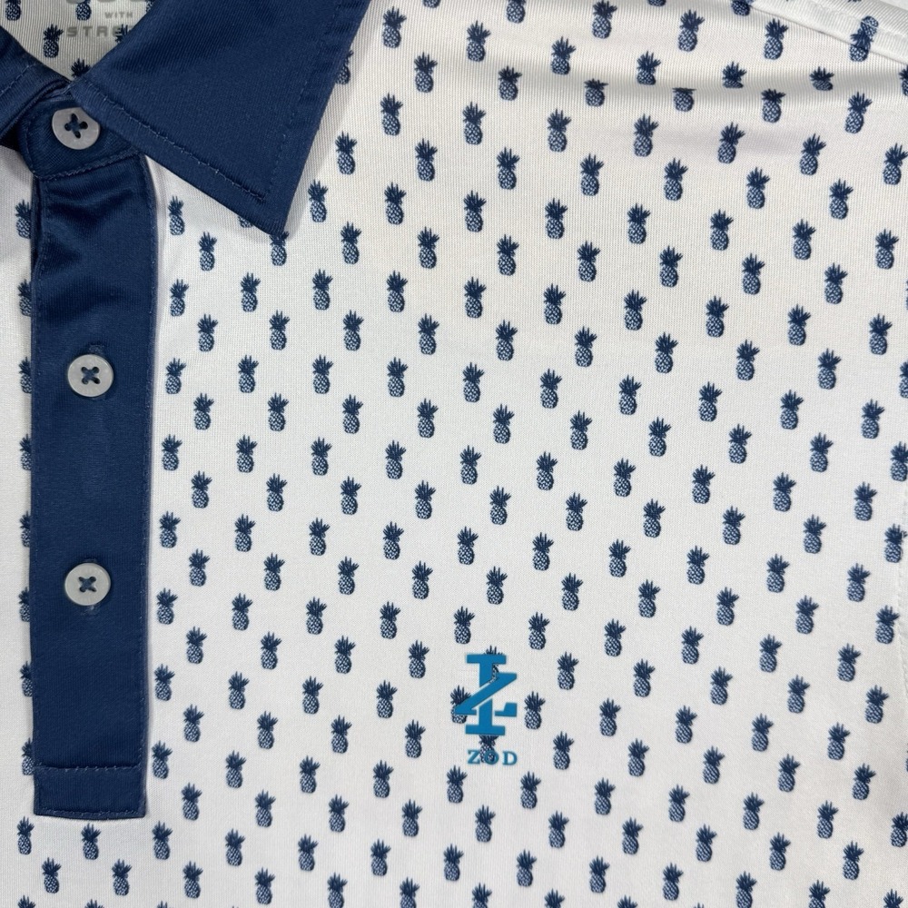 IZOD Golf Polo Shirt Mens L Pineapple Print Active Stretch Tennis Collared Logo‎ - Picture 7 of 7